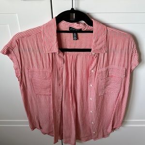 Red and white stripe button down.